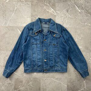 70S VINTAGE WRANGLER JEAN JACKET MENS LARGE BLUE DENIM WESTERN WORKWEAR